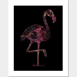 Pink Flamingo  Zentangle Abstract Posters and Art